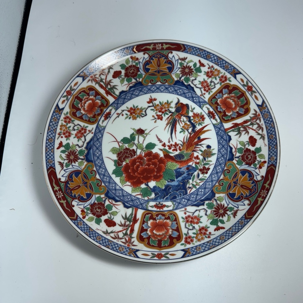 Vibrant Ceramic Plate with Floral and Bird Design Shogun Dynasty Made in Japan